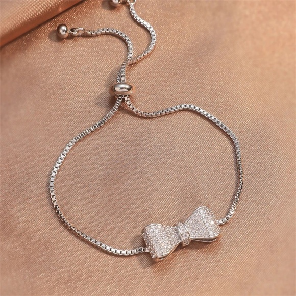 🆕New Gold Plated Crystal Bow Adjustable Bracelet & Bangle - Picture 6 of 10